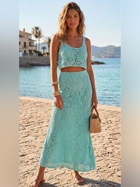 House of Harlow 1960 skirt set crochet maxi skirt‎ Medium NWT